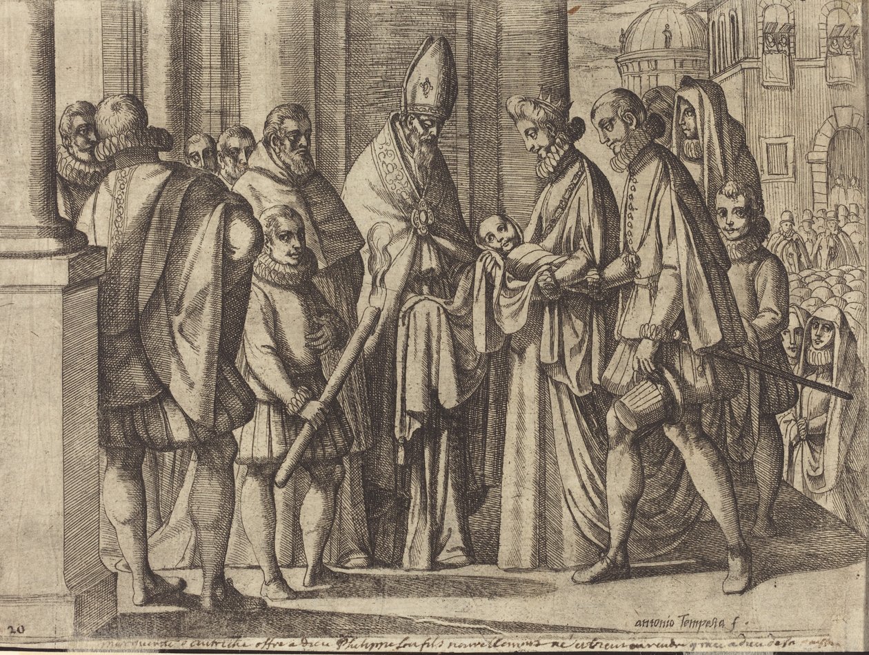 Philip como um menino antes de Margaret da Áustria [verso] de Antonio Tempesta