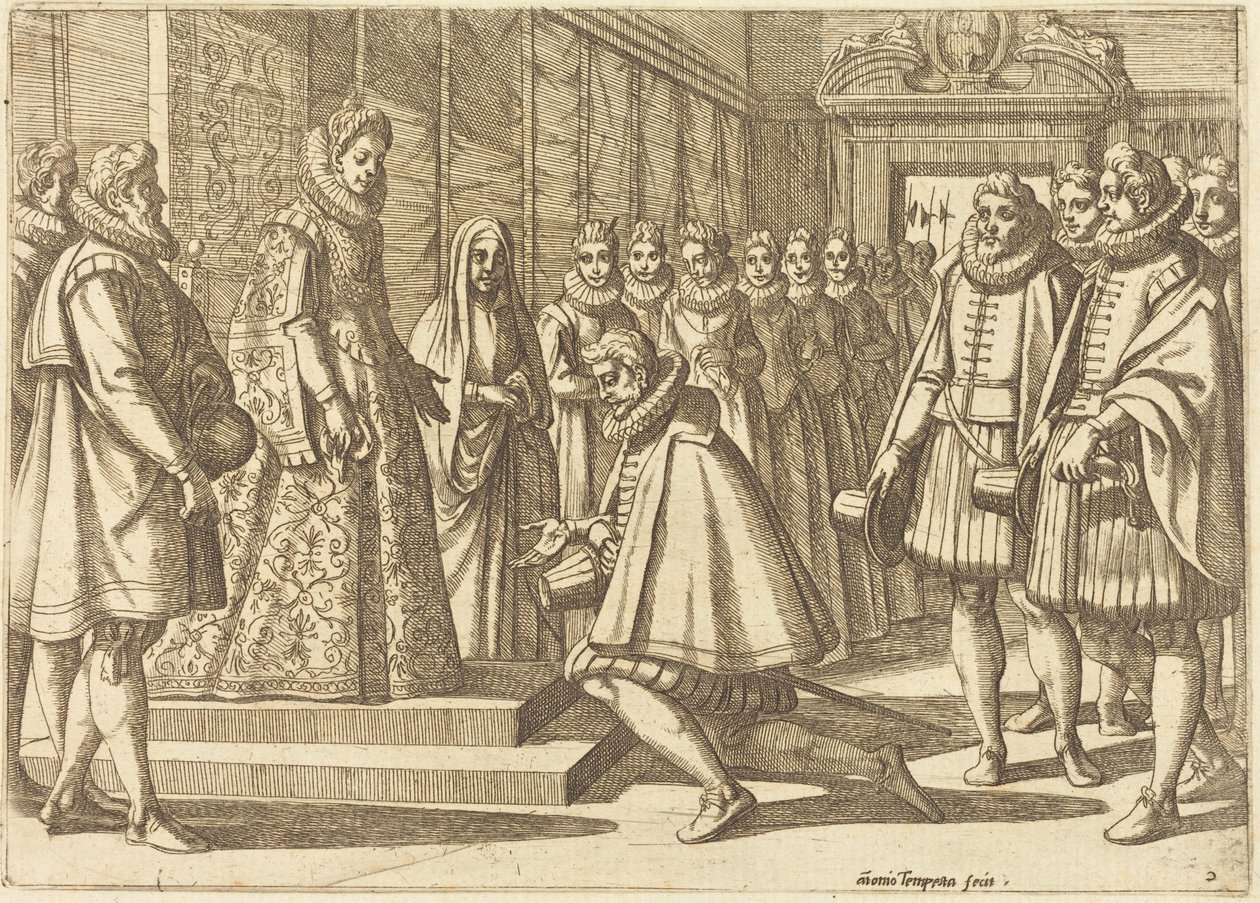 Filipe de Espanha perante Margarida da Áustria de Antonio Tempesta