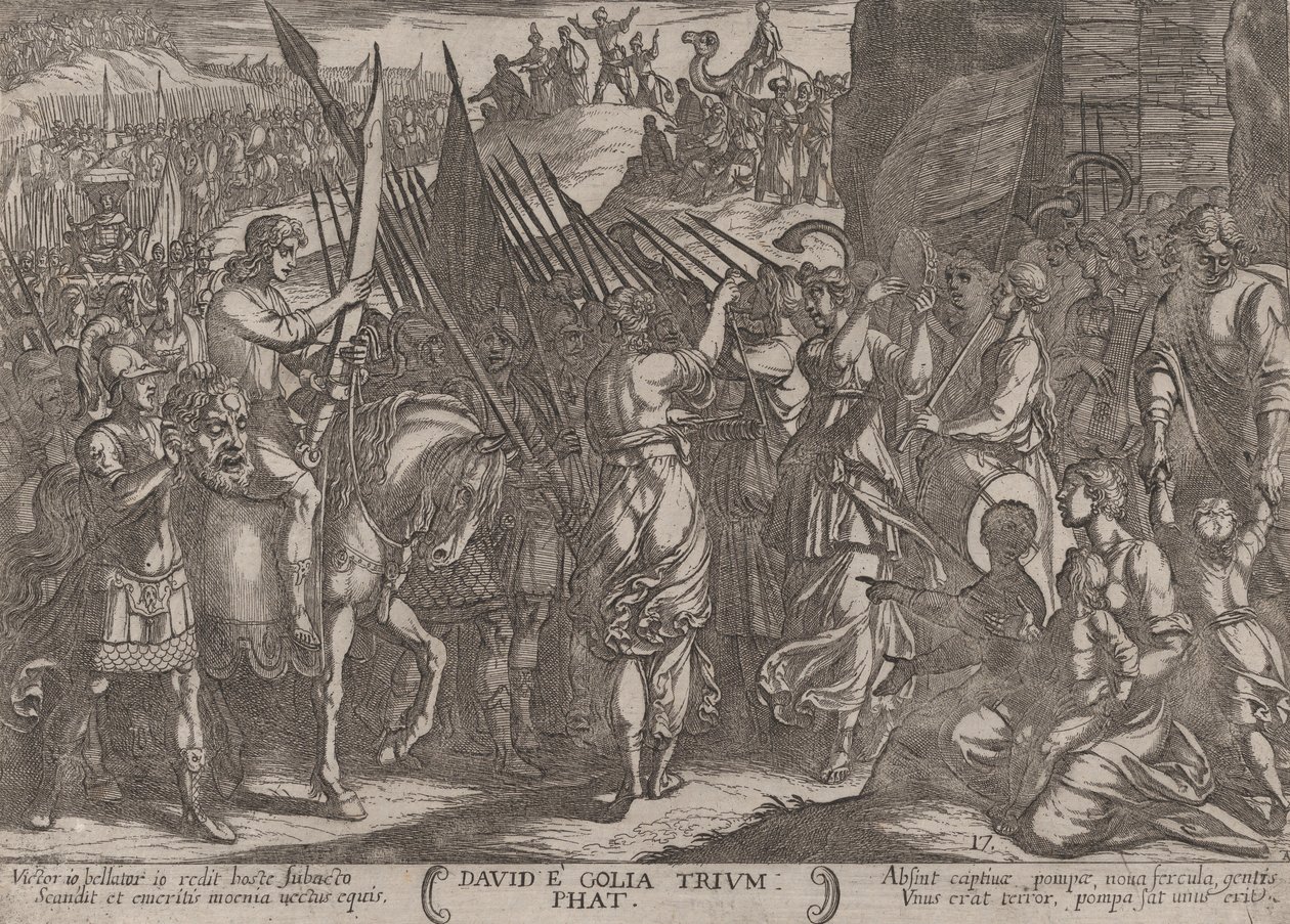 Gravura 17: David retornando em triunfo com a cabeça de Golias, de 