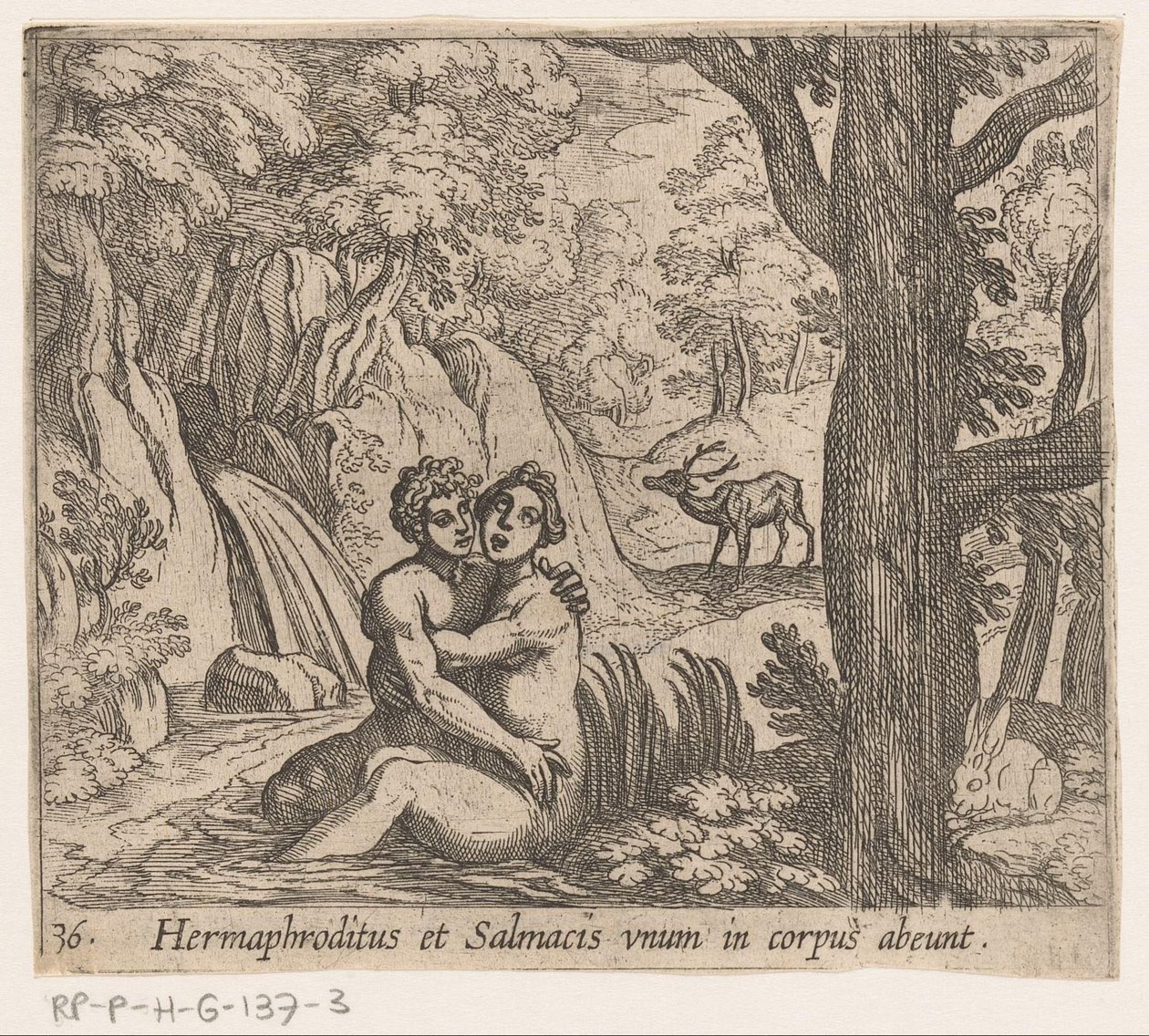 Salmacis en Hermaphroditus
Hermaphroditus et Salmacis unum in corpus abeunt (título sobre o objecto)
Metamorfoseon sive transformationum (título da série)
Metamorfosen van Ovidius (título da série) de Antonio Tempesta