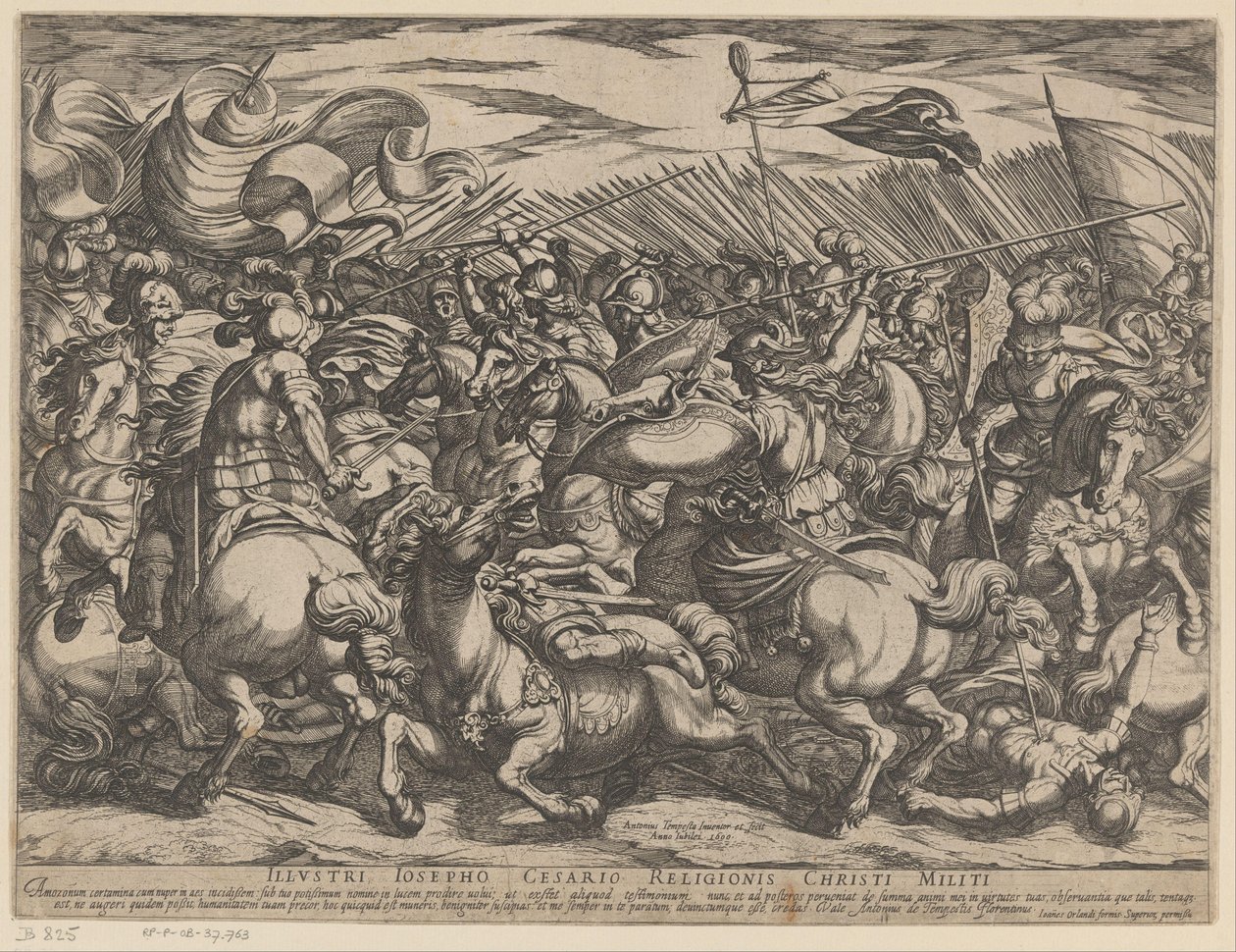 Batalha entre os Gregos e as Amazonas de Antonio Tempesta