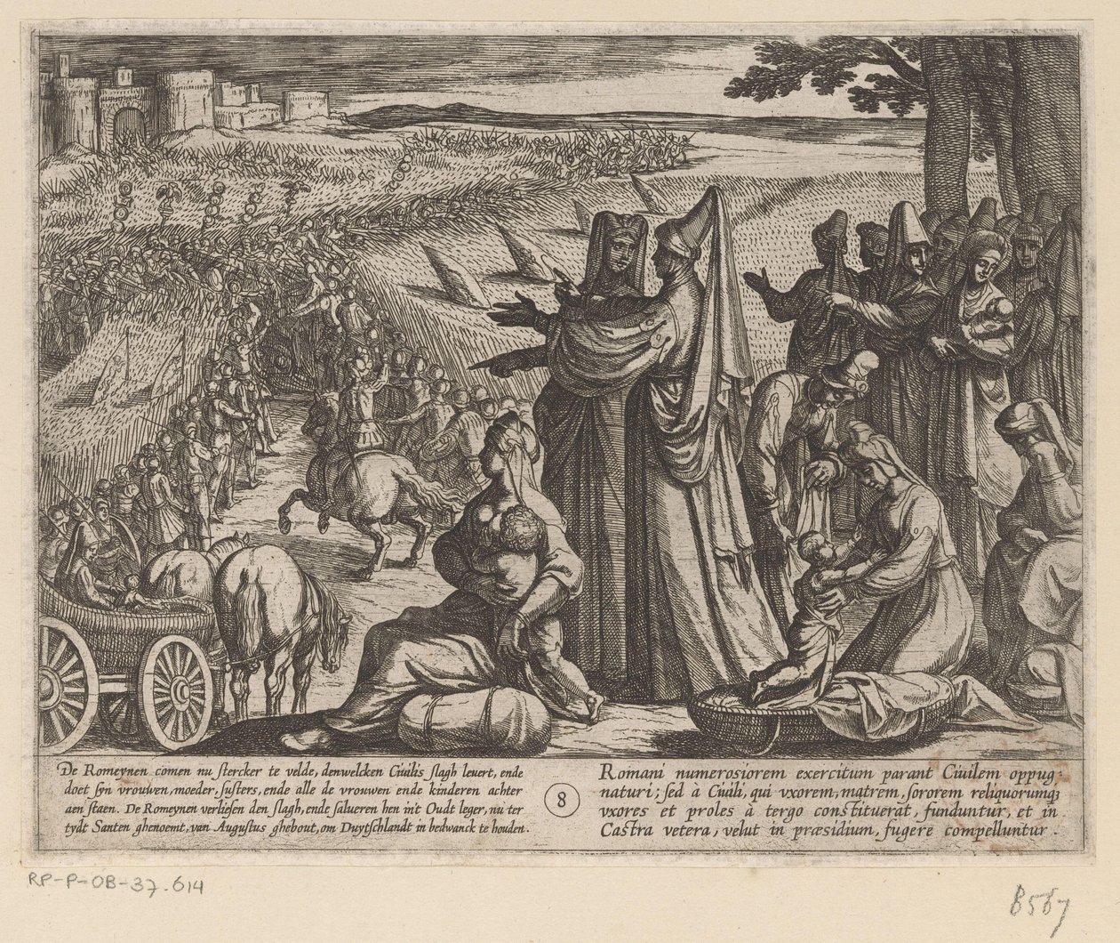 Mulheres e crianças vêem Julius Civilis derrotar os Romanos
As guerras Batavianas contra os Romanos (título da série)
Batavorum cum Romanis Bellum (título da série) de Antonio Tempesta