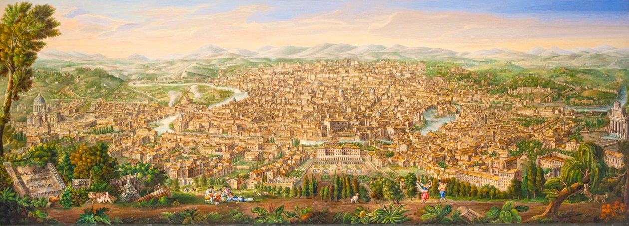 Vista panorâmica de Roma a partir do monte Janiculum de Antonio Testa