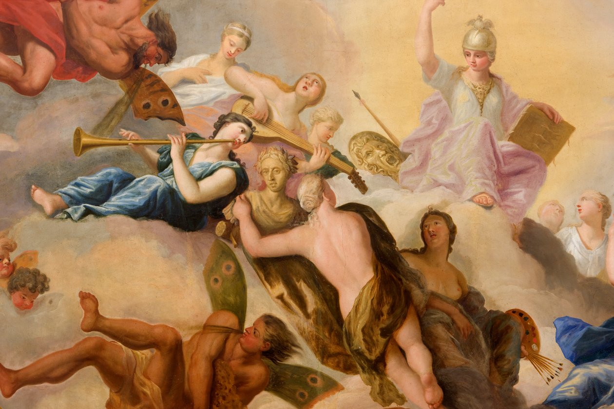 Minerva cercada pelas Artes e Ciências, detalhe da The Banqueting House de Antonio Verrio