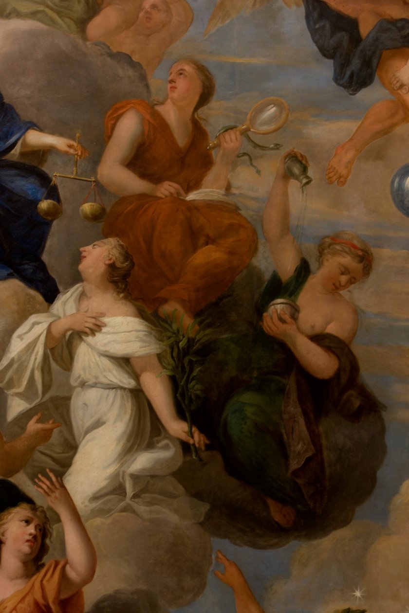 Paz, Prudência e Temperança, detalhe da Sala de Estar da Rainha de Antonio Verrio