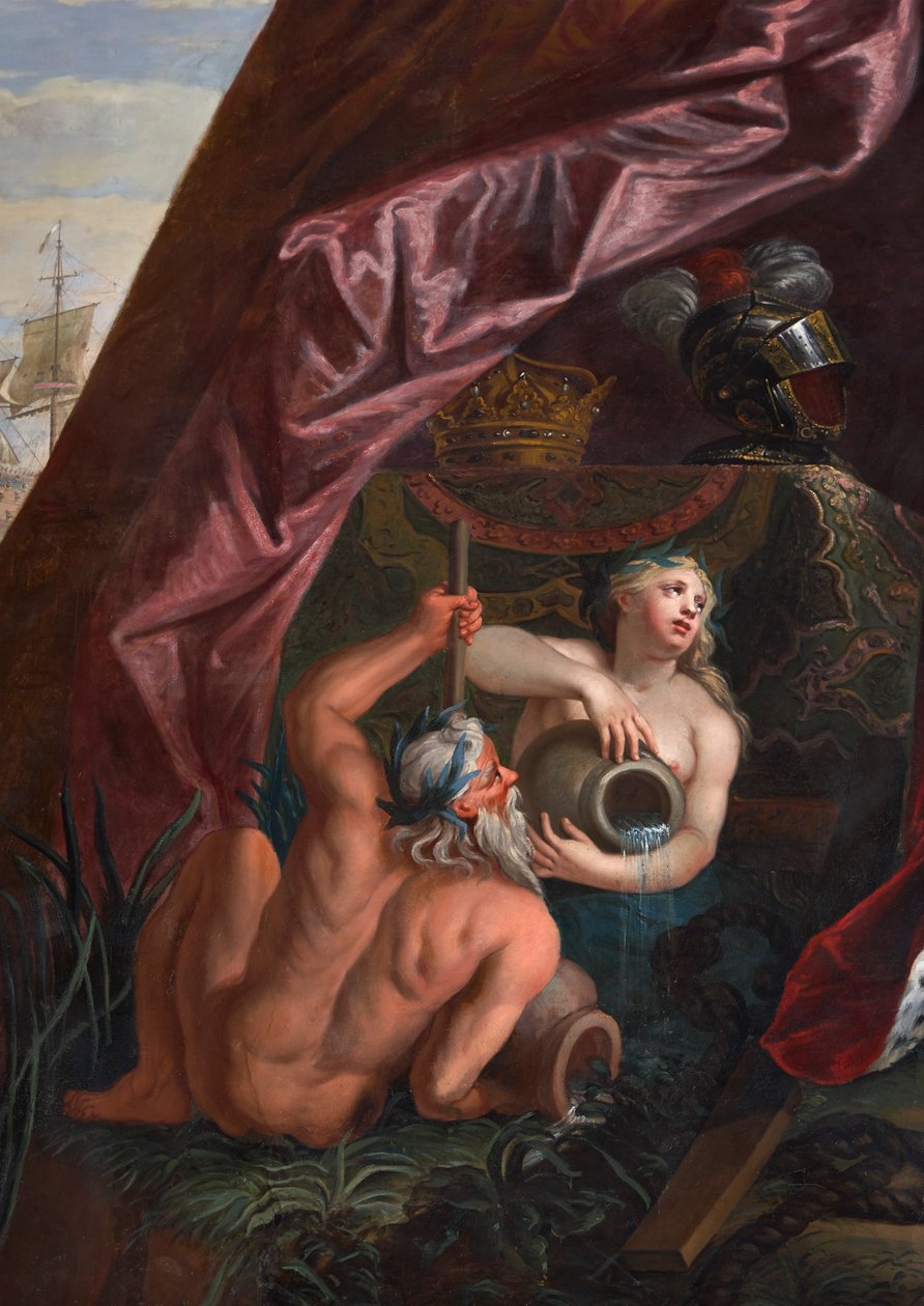 Tritão e nereida, detalhe da Sala de Estar da Rainha de Antonio Verrio