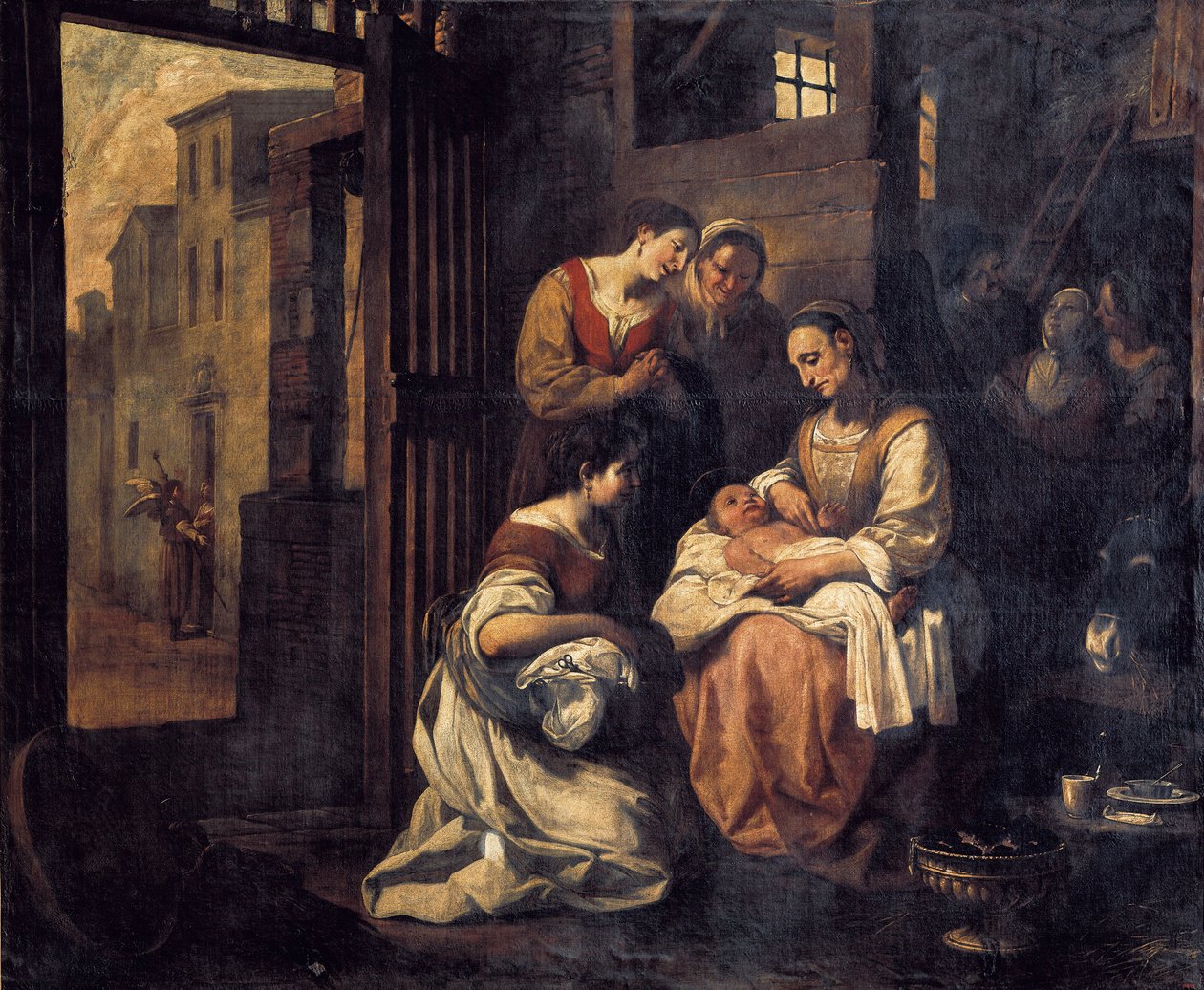 “" O Nascimento de São François "" Pintura de Antoni Viladomat i Manalt (1678-1755) Barcelona do século XVIII. Museu Nacional d