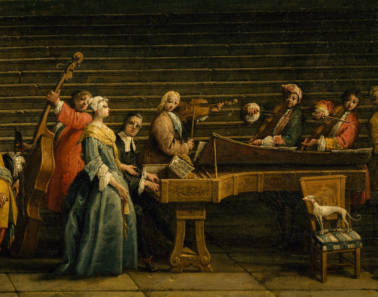 Concerto na Villa, de Antonio Visentini (1688-1782), piano e violino, óleo sobre tela, 207x320, Itália de Antonio Visentini