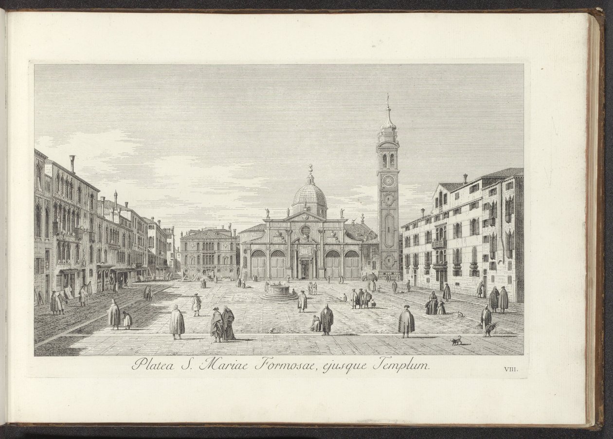 Gezicht op Campo Santa Maria Formosa te Venetië A Praça de Santa Maria Formosa e seu Templo (título no objeto) Gezichten op bugemenen en pleinen in Venetië (título da série) As vistas mais famosas da cidade de Veneza, do 38º alívio aéreo do Canal Antonius de Antonio Visentini