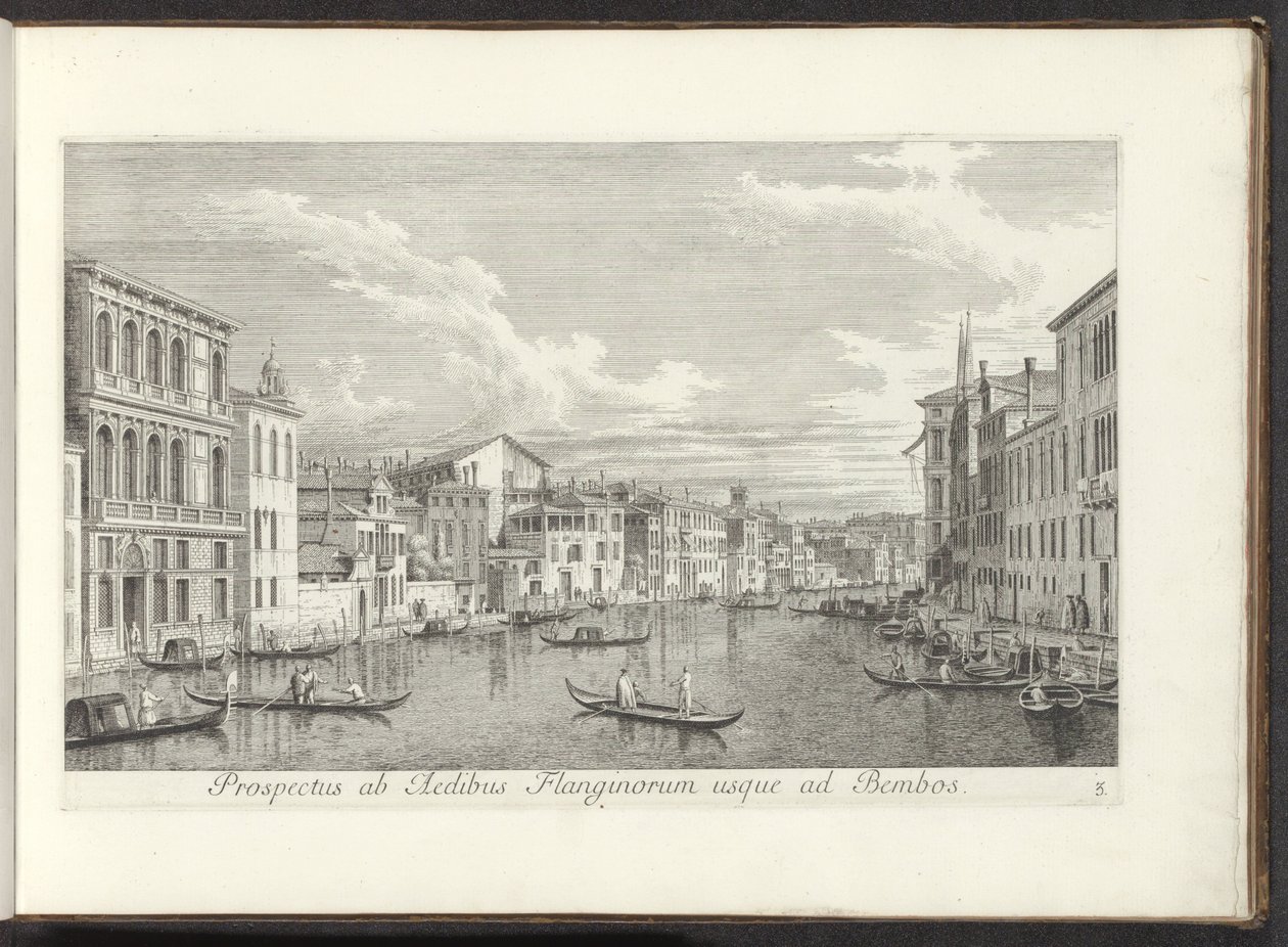 Gezicht no Canal Grande no Palazzo Flangini te Venetië Vista das Casas de Flanginos para Bembos (título no objeto) As vistas mais famosas da cidade de Veneza, a partir dos 38 painéis do Canal Antonius, impressos em latão por Antonio Vissentini, em três par de Antonio Visentini