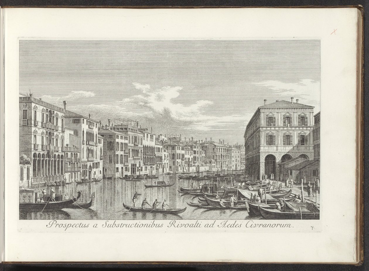 Gezicht op het Canal Grande te Venetië
Prospecto a Substructionibus Rivoalti ad Aedes Civranorum (título sobre o objecto)
Urbis Venetiarum prospectus celebrriores, ex Antonii Canal tabulis XXXVIII aere expressi ab Antonio Vissentini in partes tres distri de Antonio Visentini