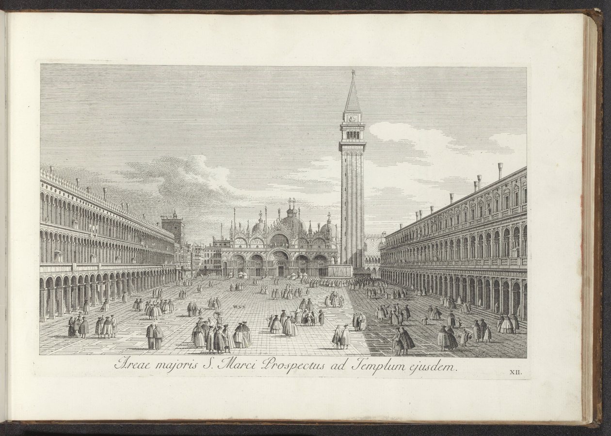 Vista da Praça de São Marcos e da Praça de São Marcos em Veneza
Area majoris S. Marci Prospectus ad Templum ejusdem (título sobre o objecto)
Vistas de edifícios e praças em Veneza (título da série)
Urbis Venetiarum prospectus celebrriores, ex Antonii Ca de Antonio Visentini