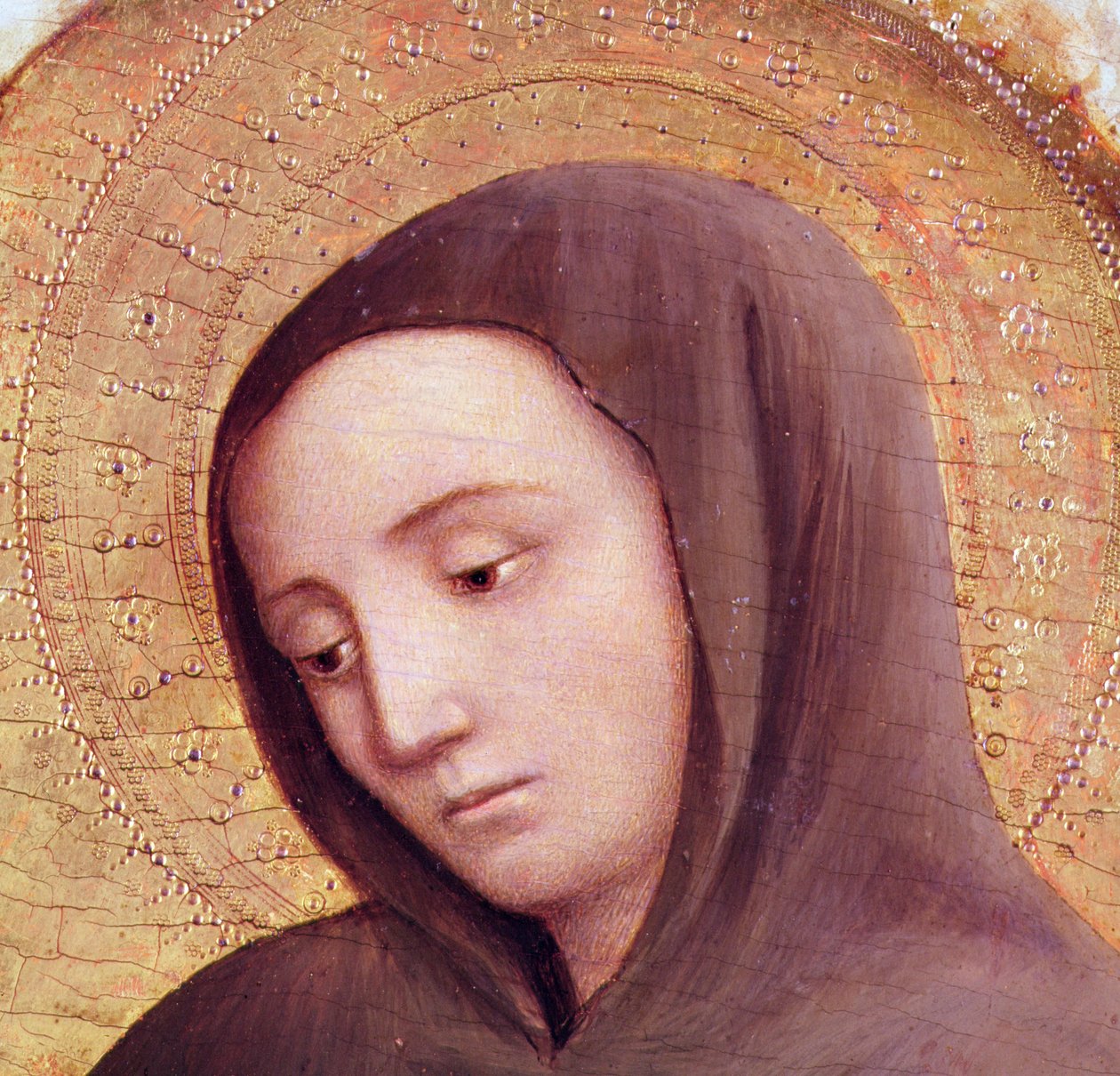 Cabeça de um santo do retábulo de São Jerônimo, 1441 (têmpera no painel) (detalhe) de Antonio Vivarini