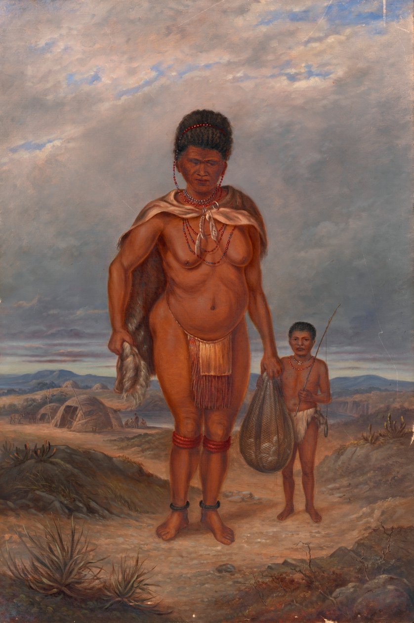 Mulher Hotentote e Crianças, ca. 1893. de Antonio Zeno Shindler