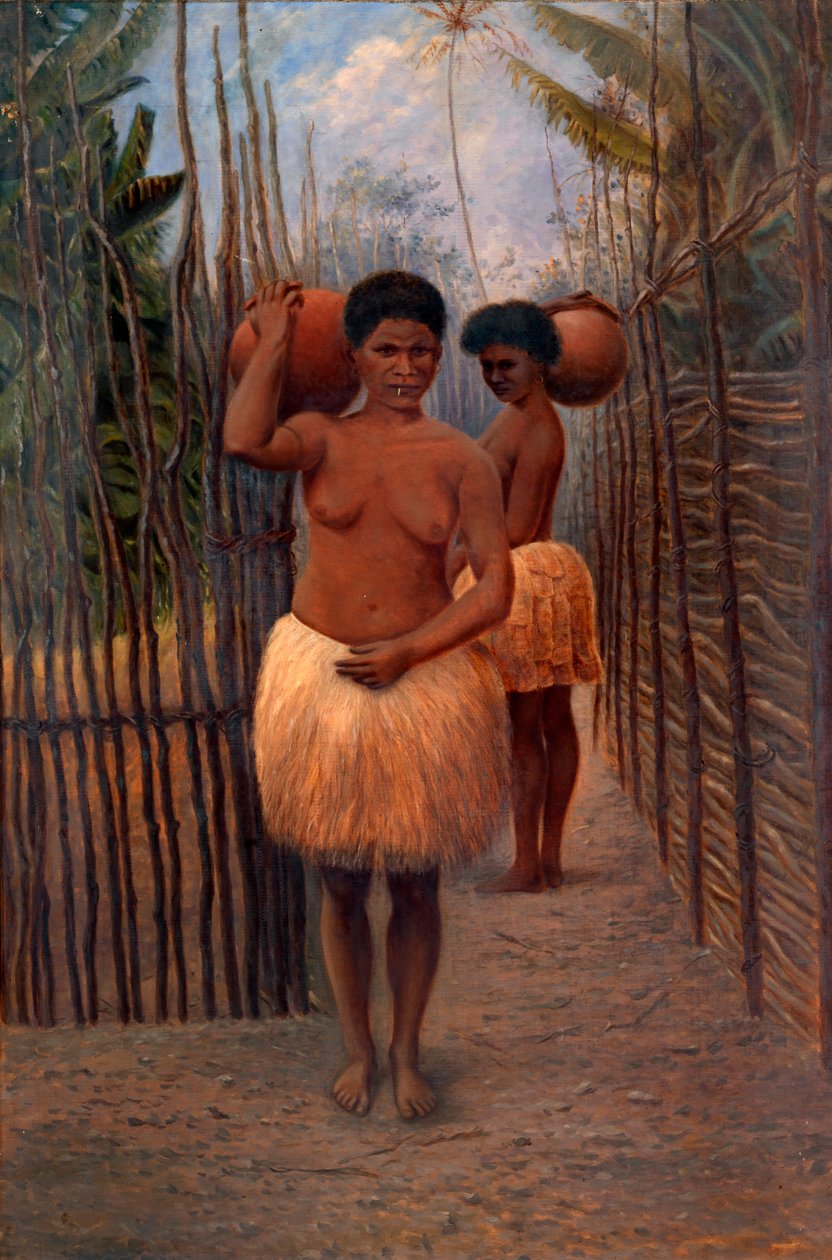 Mulheres papuas, esfregar. 1890-1899. de Antonio Zeno Shindler