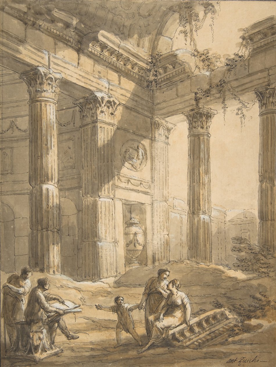 Artista Entre Ruínas, século XVIII. de Antonio Zucchi