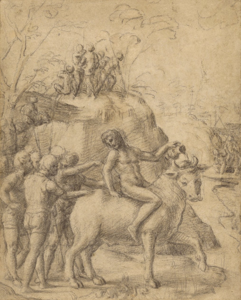 Correggio - Um homem a montar um touro e outras figuras, 83.GB.344 de Antonio da Correggio