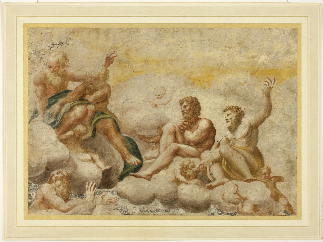 São Pedro e outros apóstolos sentados, com São João Evangelista Abaixo de Antonio da Correggio