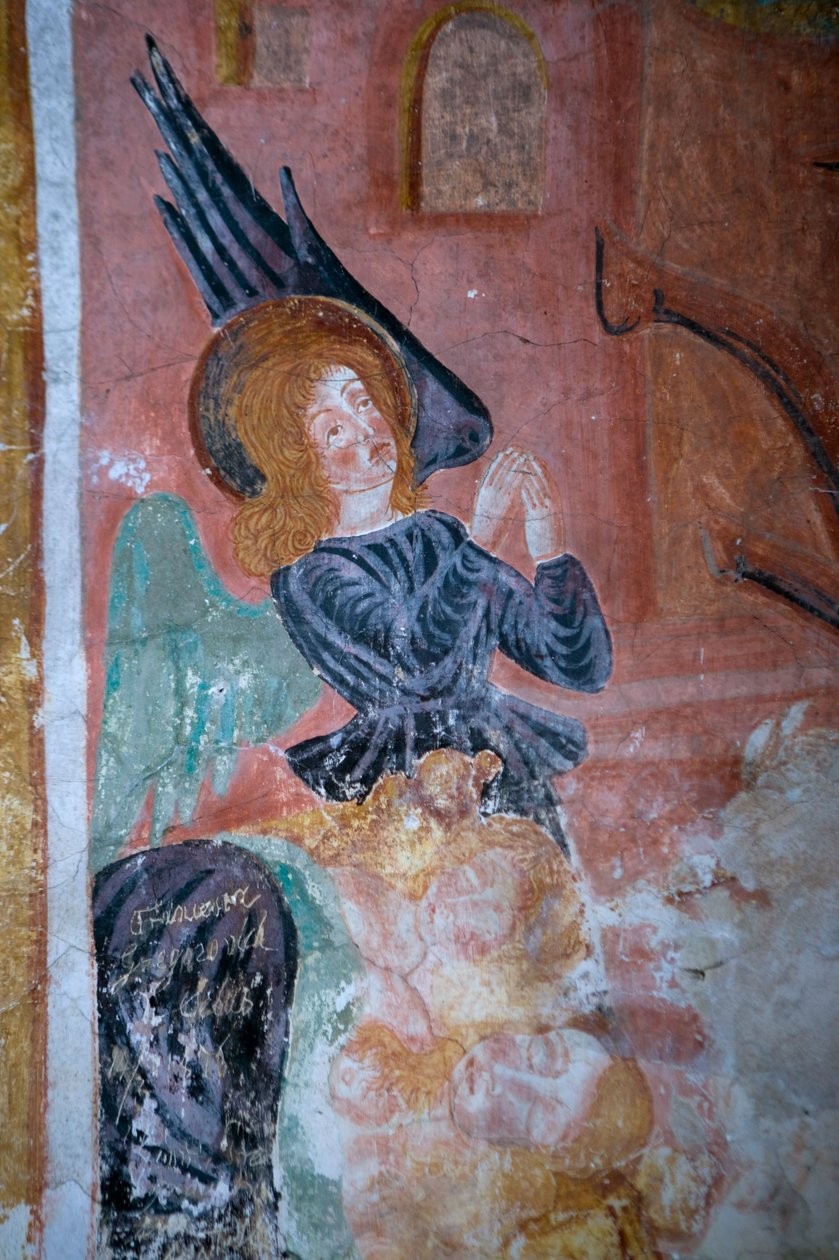 Detalhe de um anjo (fresco) de Antonio da Padova