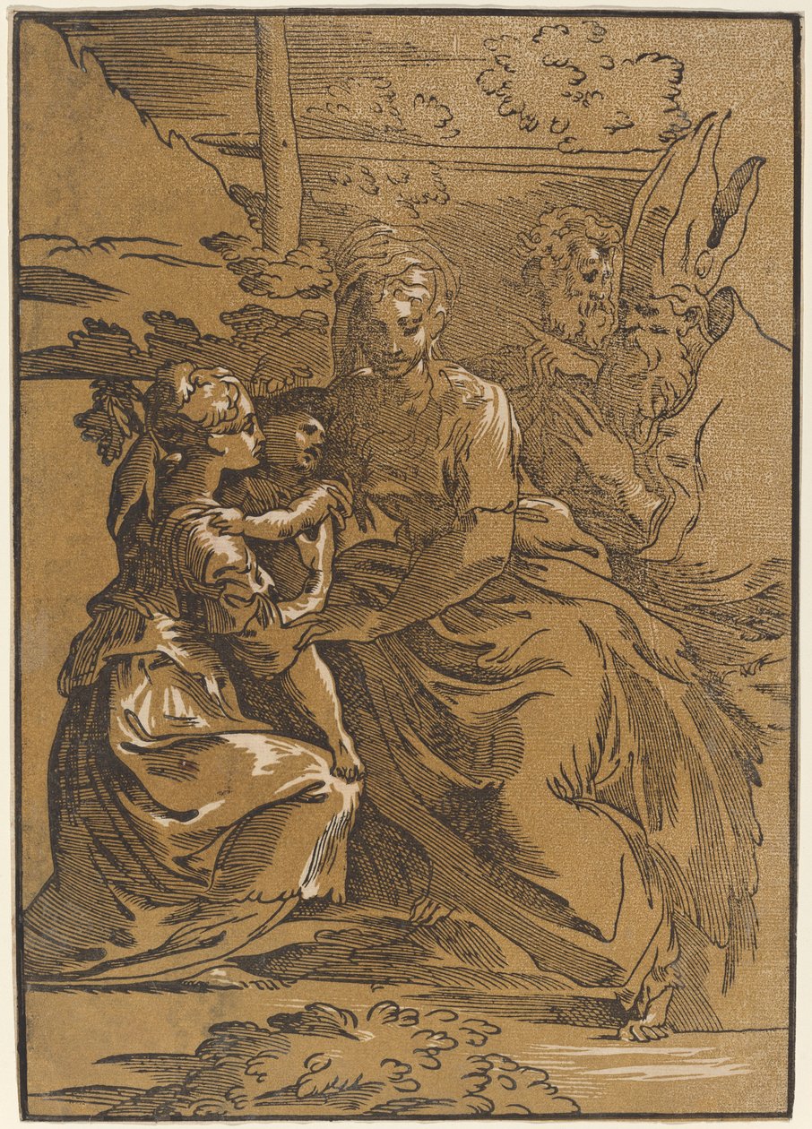 A Sagrada Família com dois Santos de Antonio da Trento after Parmigianino