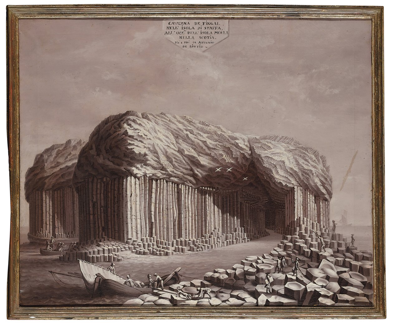 Caverna de Fingal, Escócia (óleo sobre tela) de Antonio de Bittio