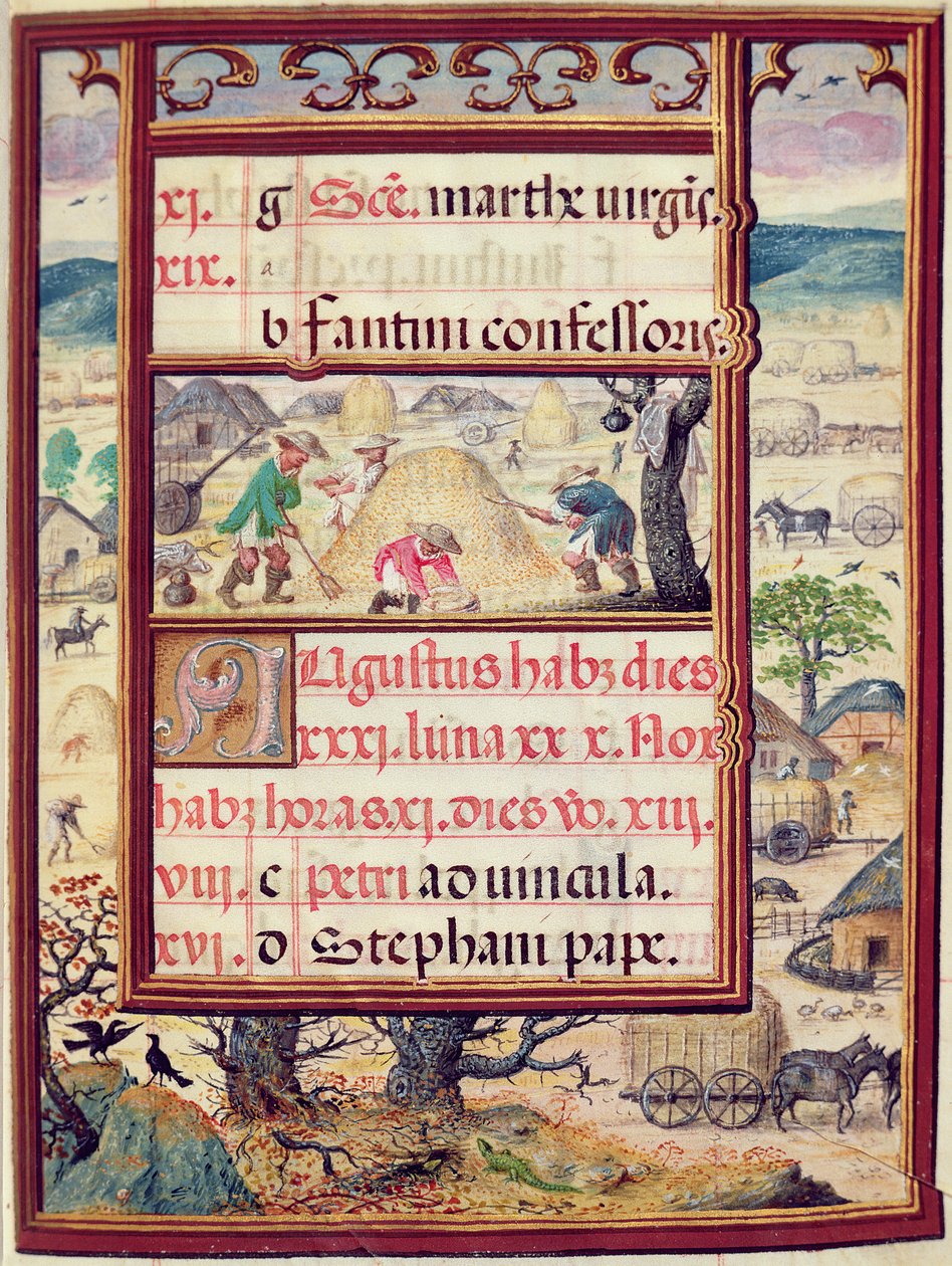 The month of August, miniatures from Livro de Horas de Dom Manuel, 1517-38 (tempera on vellum) de Antonio de Hollanda