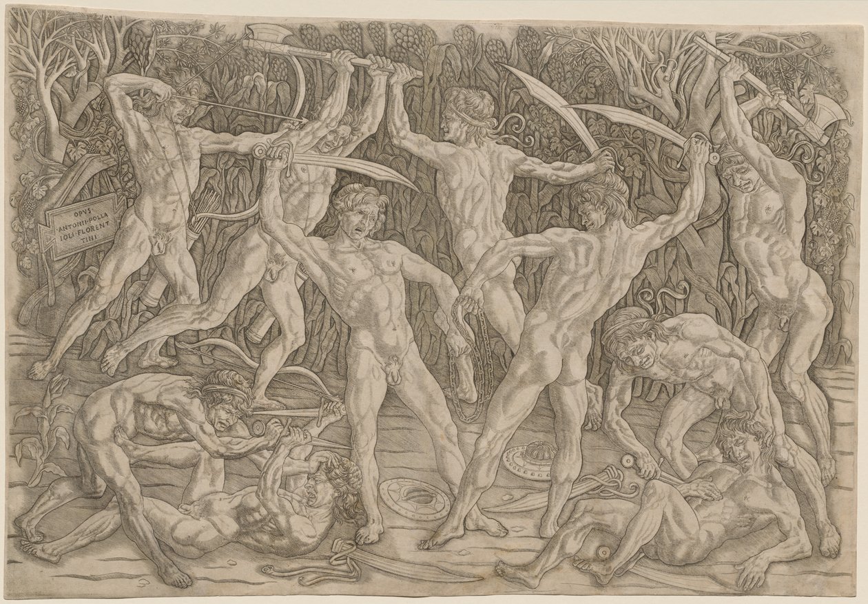 Batalha dos Nus, 1470s-80s. de Antonio Pollaiuolo