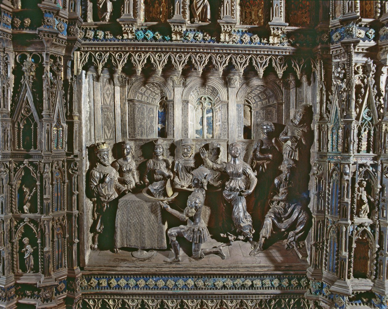 Festa de Herodes, com Salomes Dance, Altar de Argento, 1478 (prata) de Antonio di Salvi