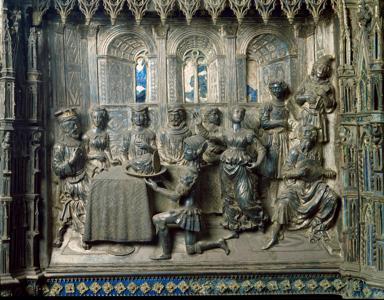 Vida de São João Batista: o banquete de Herodes. Alívio de prata de Antonio di Salvi