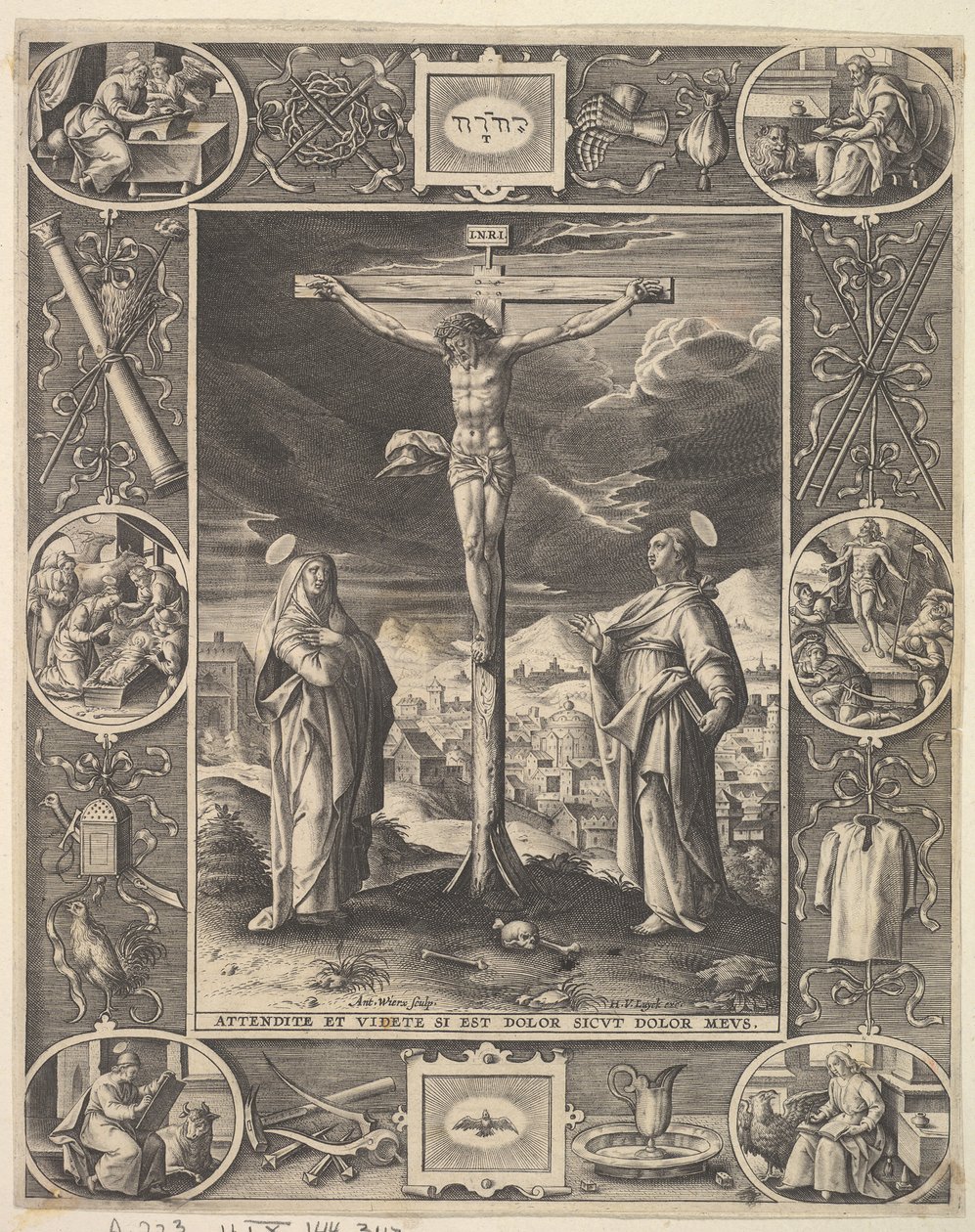Cristo na Cruz, antes de 1586. de Antonius Wierix