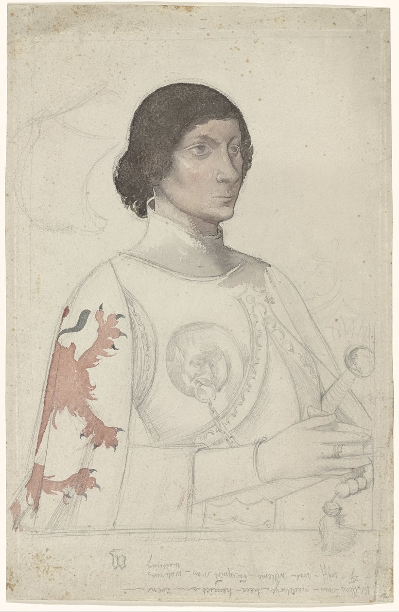Estudo sobre o retrato de um cavalheiro de Naaldwijk de Antoon Derkinderen