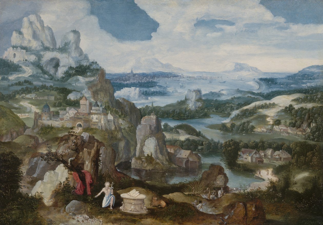 Paisagem com o penitente São Jerônimo, 1530-40 de Antwerp School