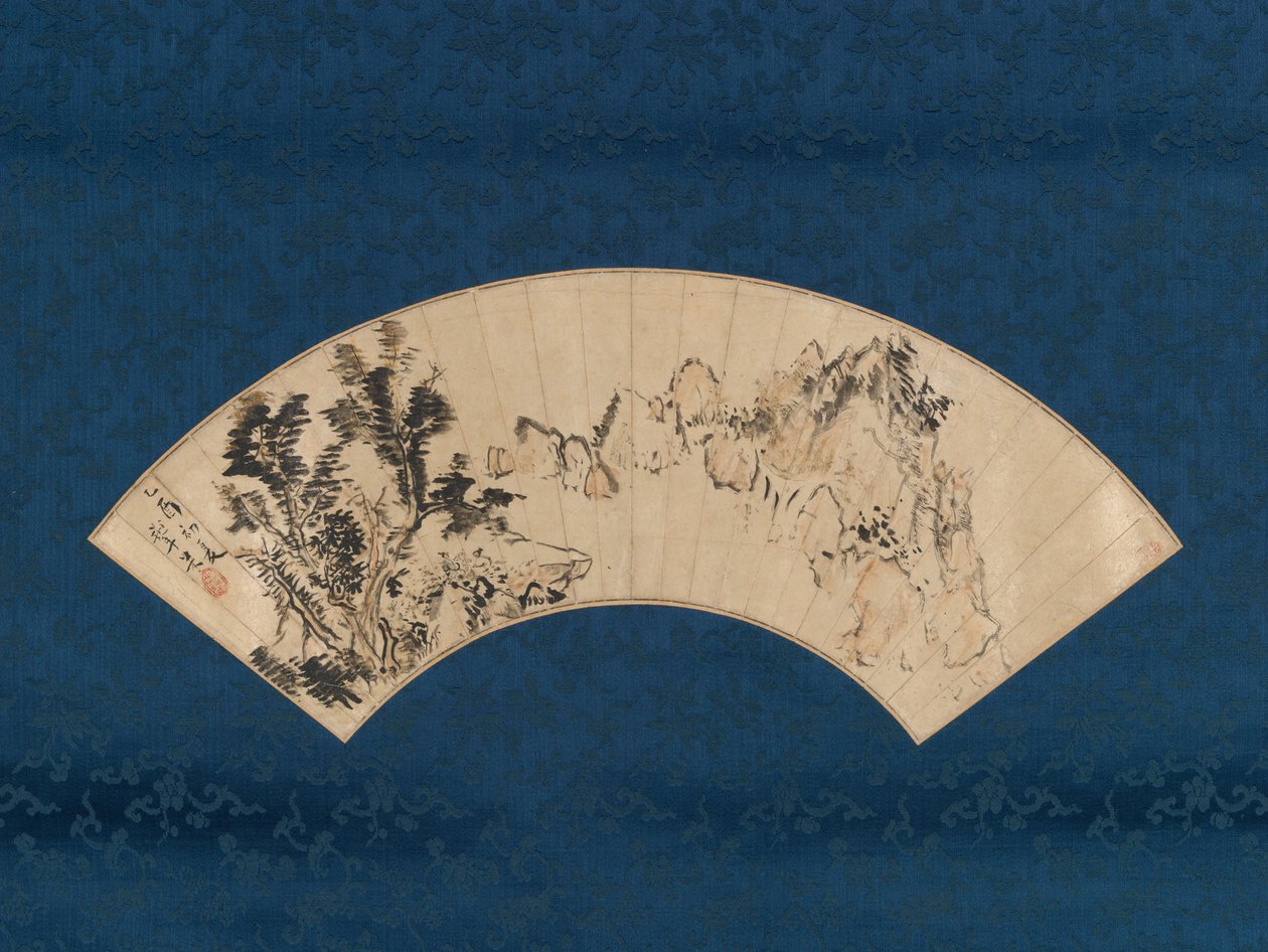 Preparando o chá por um desfiladeiro de montanha, 1825. de Aoki Mokubei