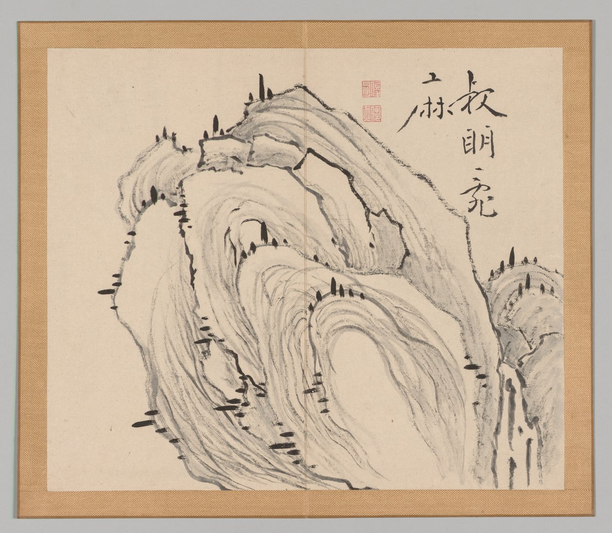 Álbum Duplo de Estudos da Paisagem após Ikeno Taiga, Volume 1, folha 11, século XVIII. de Aoki Shukuya