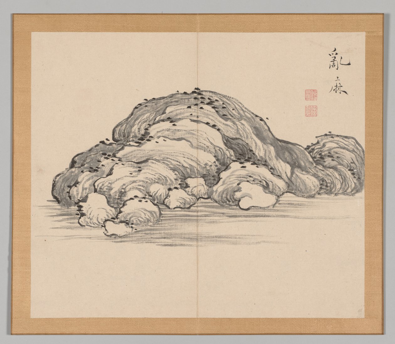 Álbum duplo de Estudos da Paisagem após Ikeno Taiga, Volume 1, folha 12, século XVIII. de Aoki Shukuya