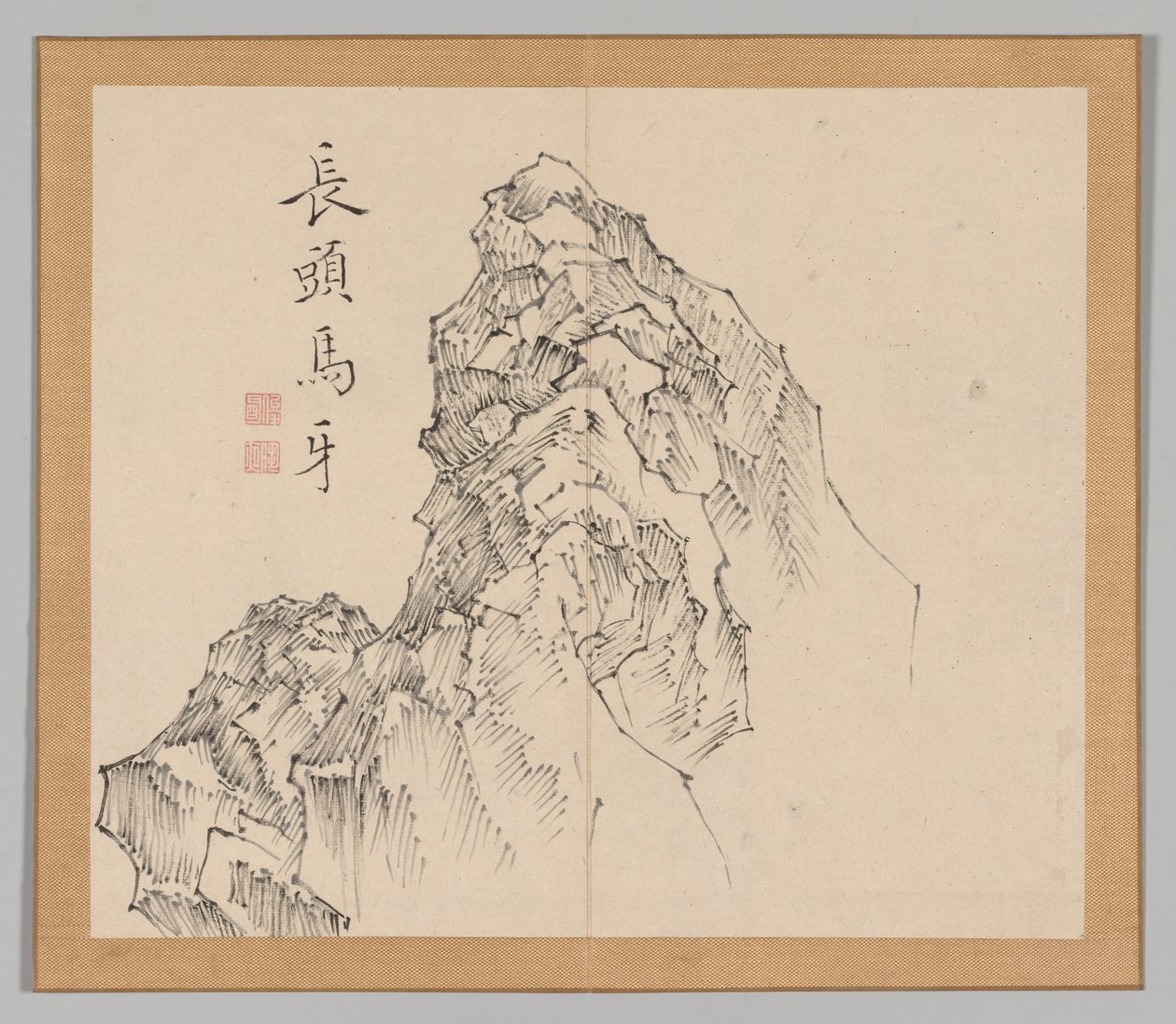 Álbum Duplo de Estudos da Paisagem após Ikeno Taiga, Volume 1, folha 17, século XVIII. de Aoki Shukuya