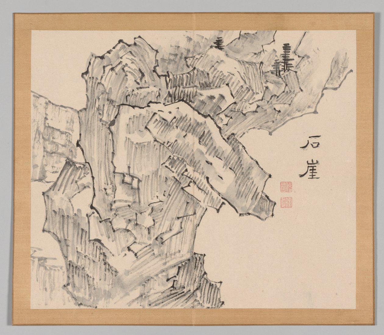 Álbum Duplo de Estudos da Paisagem após Ikeno Taiga, Volume 1, folha 19, século XVIII. de Aoki Shukuya