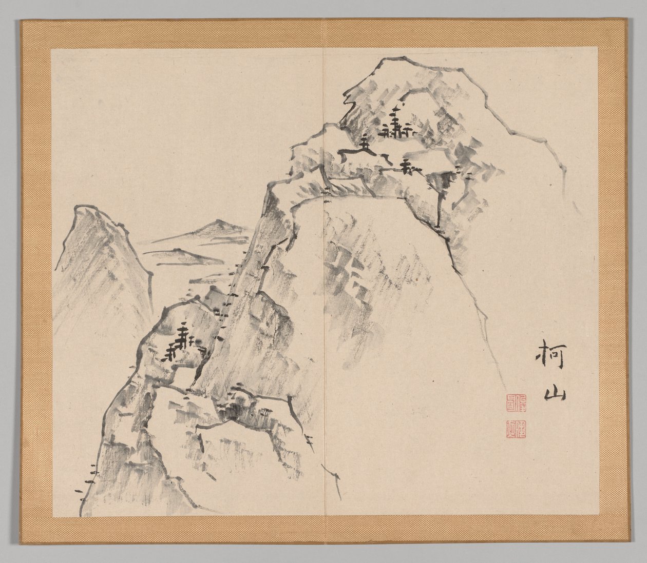 Álbum duplo de Estudos da Paisagem após Ikeno Taiga, Volume 1, folha 27, século XVIII. de Aoki Shukuya