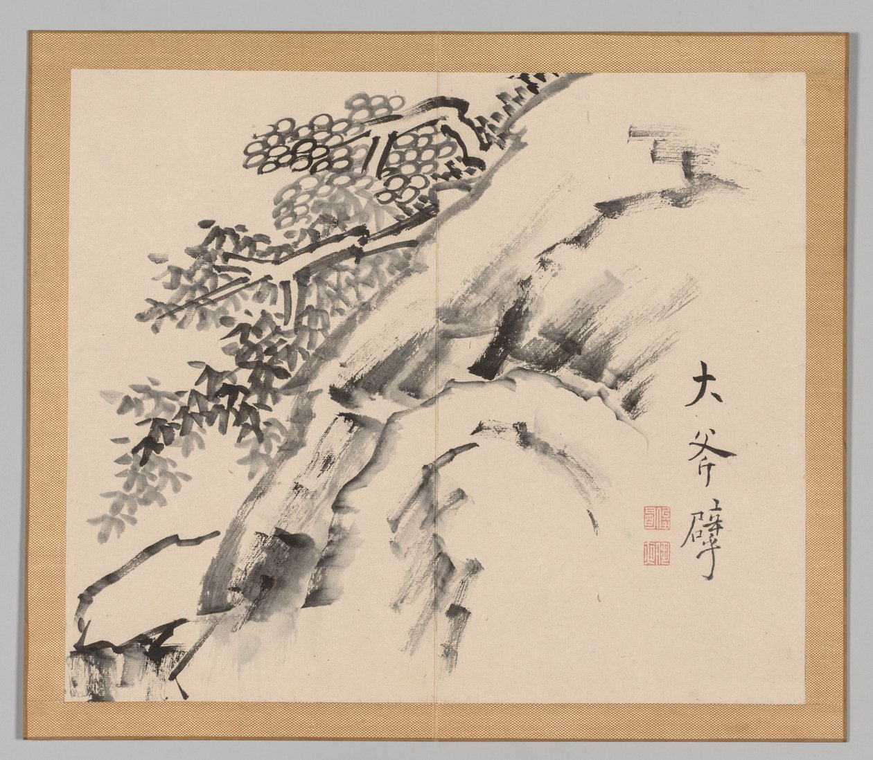 Álbum Duplo de Estudos da Paisagem após Ikeno Taiga, Volume 1, folha 9, século XVIII. de Aoki Shukuya
