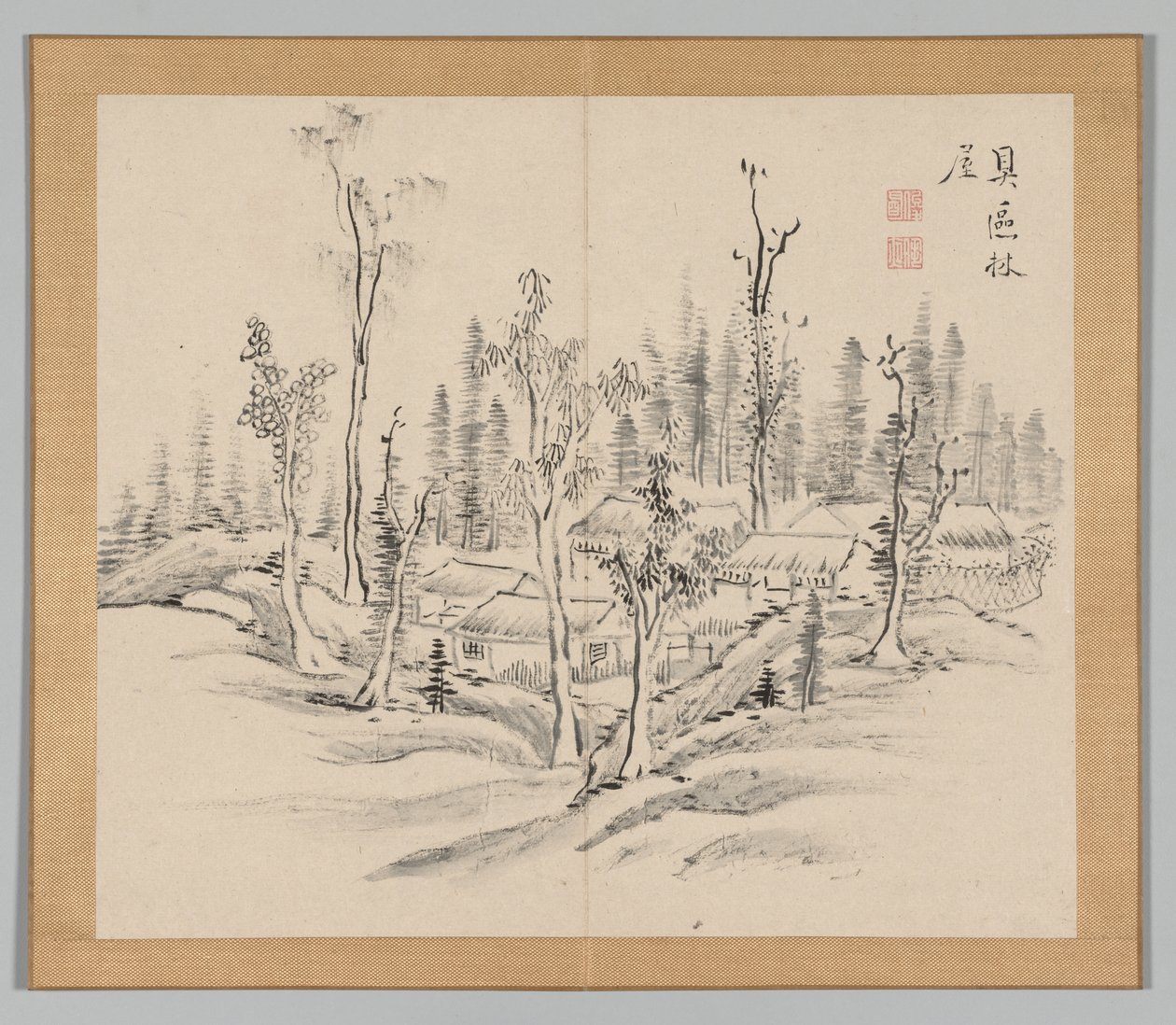 Álbum duplo de Estudos da Paisagem após Ikeno Taiga, Volume 2, folha 23, século XVIII. de Aoki Shukuya