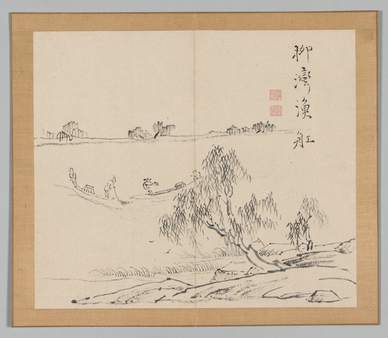 Álbum Duplo de Estudos da Paisagem após Ikeno Taiga, Volume 2, folha 27, século XVIII. de Aoki Shukuya