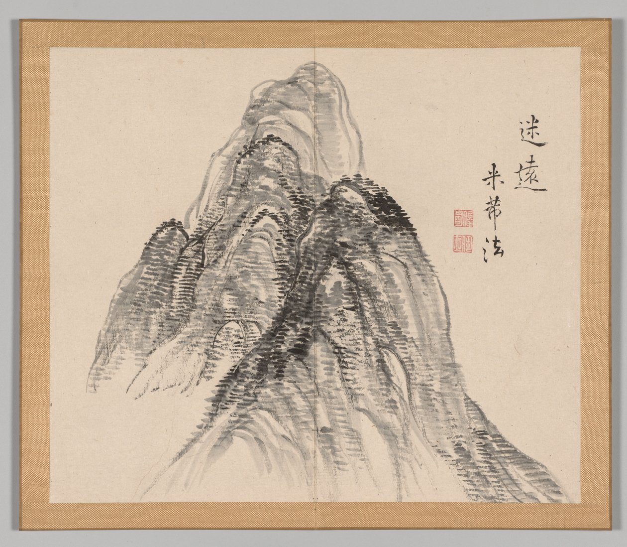 Álbum Duplo de Estudos da Paisagem após Ikeno Taiga, Volume 2, folha 3, século XVIII. de Aoki Shukuya