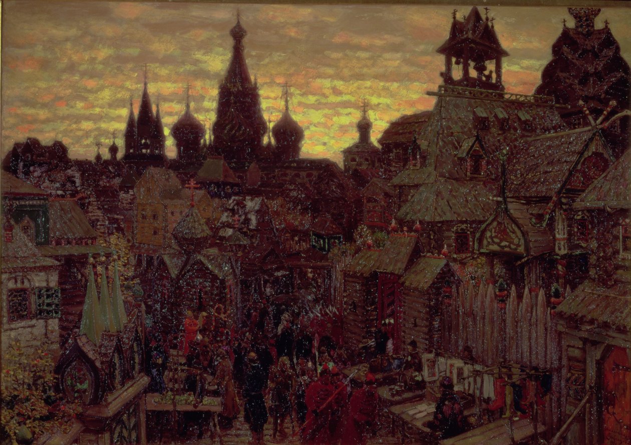 Século XVII Moscou, uma rua em Kitay Gorod, 1900 de Apollinari Mikhailovich Vasnetsov