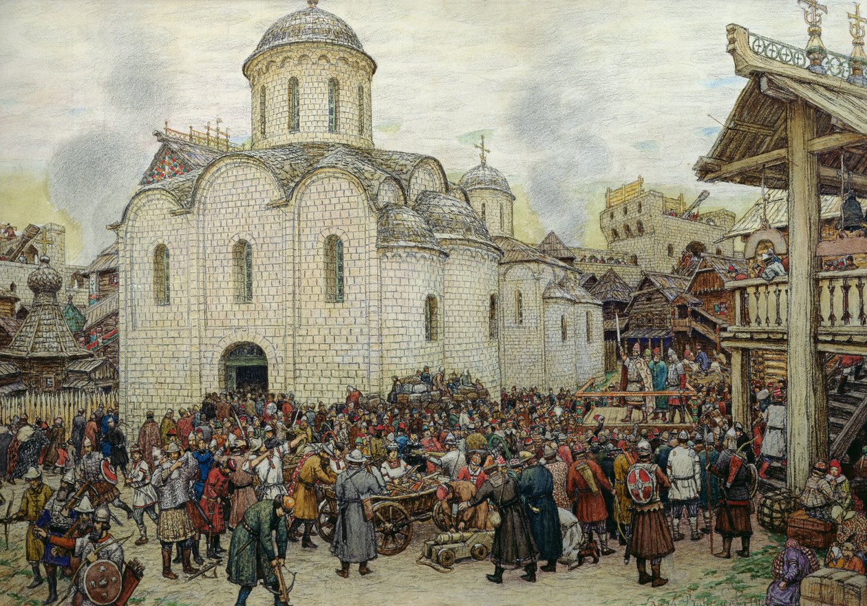 A defesa da cidade, 1918 de Apollinari Mikhailovich Vasnetsov