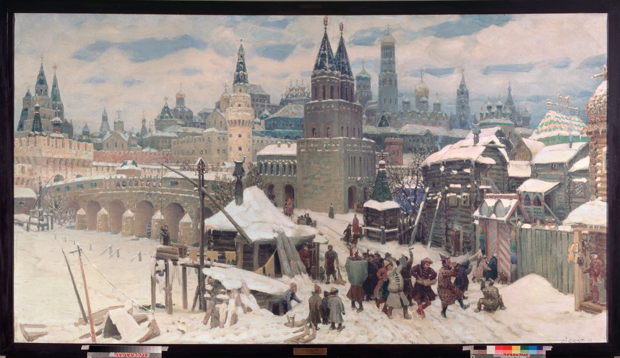 Moscou au 17e siecle, le pont de tous les Saints (Moscou no século XVII, a Ponte de Todos os Santos) - Peinture de Appolinari Mikhaylovich Vasnetsov (1856-1933), huile sur toile de Apollinari Mikhailovich Vasnetsov