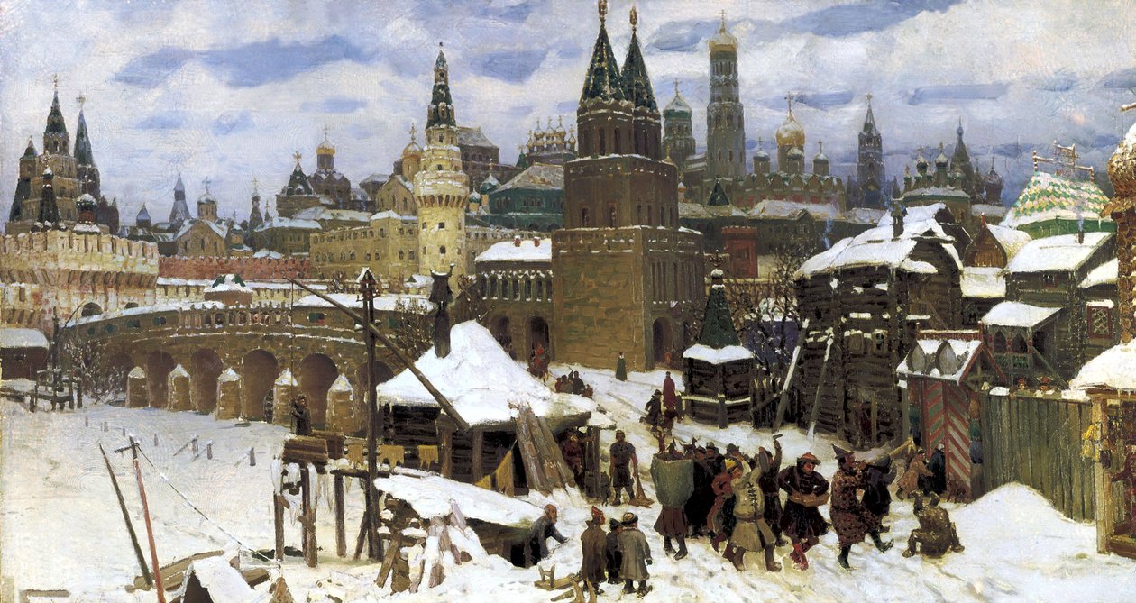 Moscou no século XVII. A ponte de todos os santos, 1901 de Apollinari Mikhailovich Vasnetsov