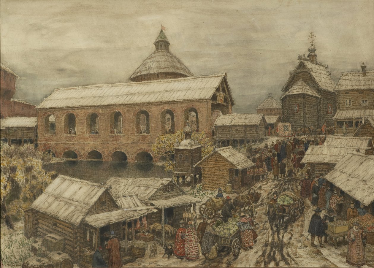 Moscou velha. Okhotny Ryad Hunting Row, 1900s-1910s de Apollinari Mikhailovich Vasnetsov
