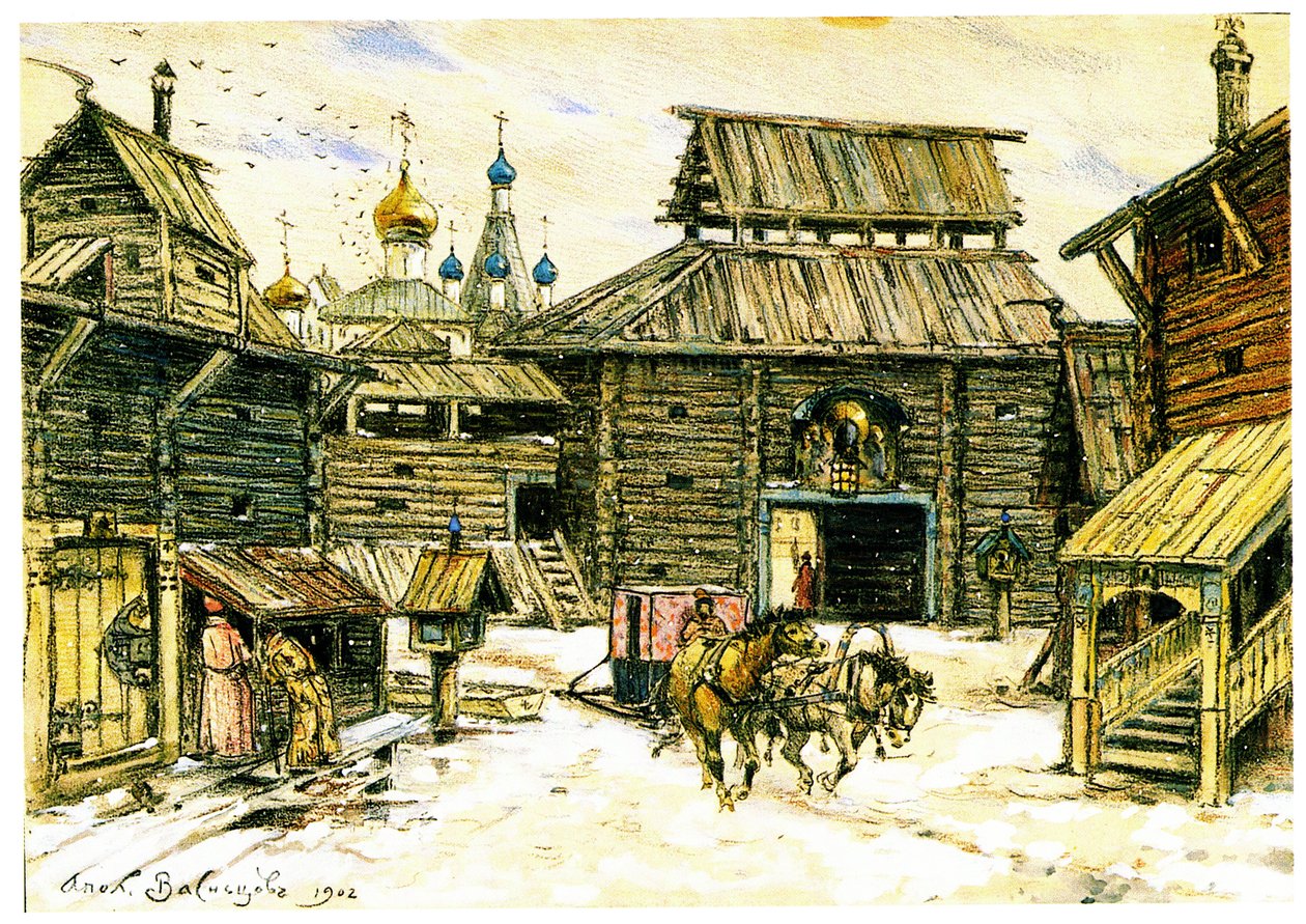 Moscou velha. A cidade de madeira, 1902 de Apollinari Mikhailovich Vasnetsov