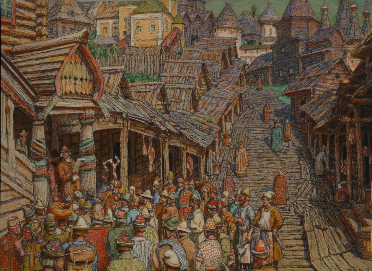Lendo um edito de Apollinari Mikhailovich Vasnetsov