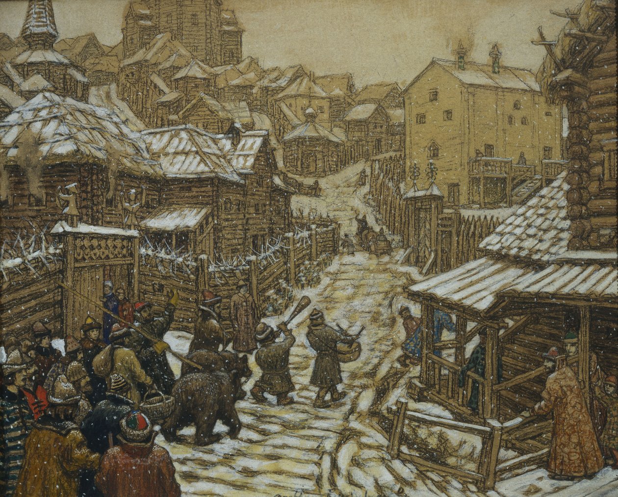 Os treinadores de ursos. Moscou antiga, 1911 de Apollinari Mikhailovich Vasnetsov